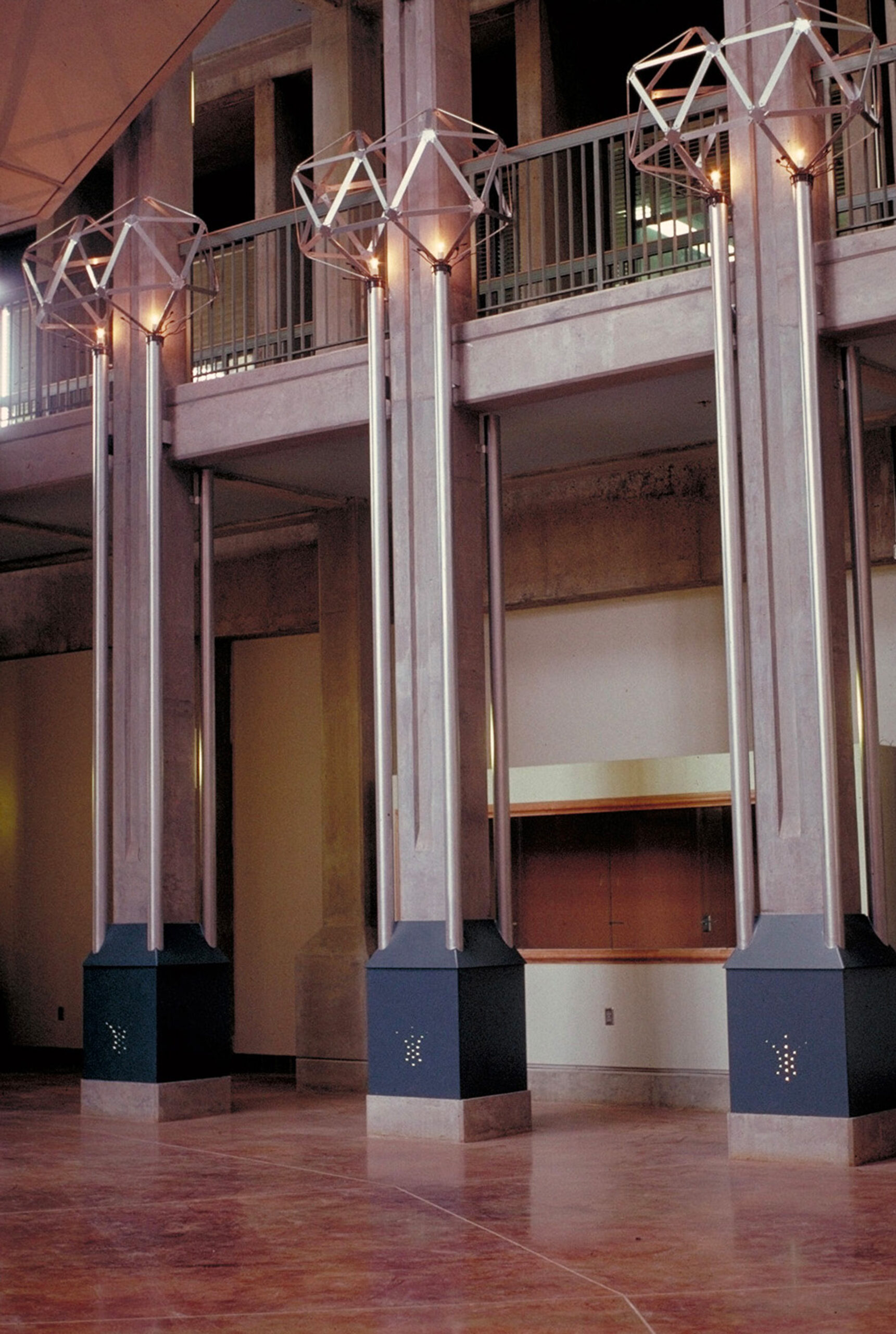 University of Oregon Science Complex, Willamette Hall – Physics Wall – Atrium and Light Standards